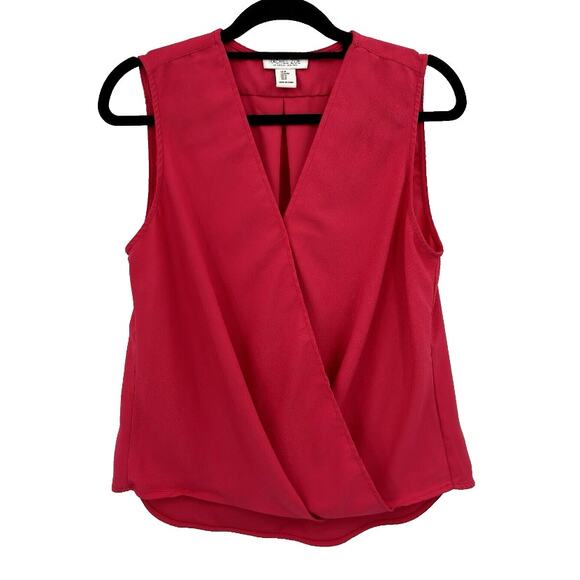 Rachel Zoe Tops - Rachel Zoe Pink Blouse Medium Faux Wrap Sleeveless Top Officecore Y2K Modern